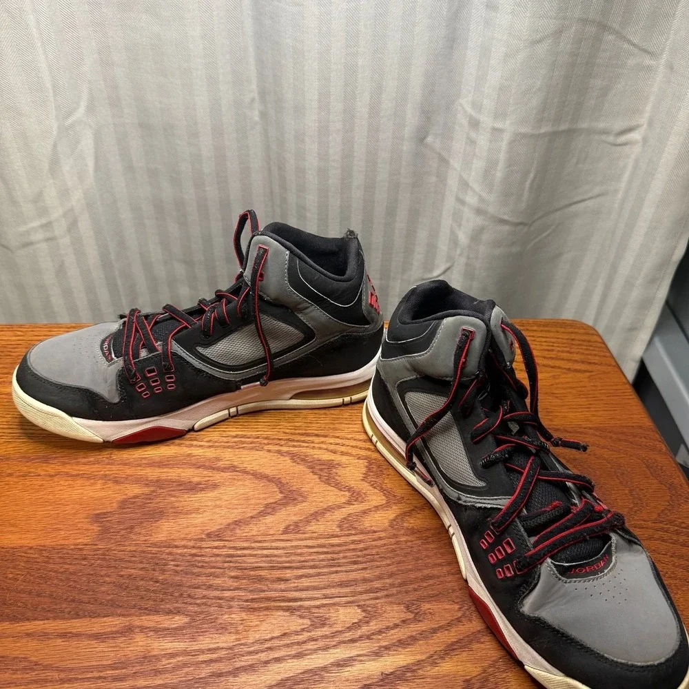 Jordan Flight Club 91 Mens Basketball Shoes Black Grey Red‎ Sz 8